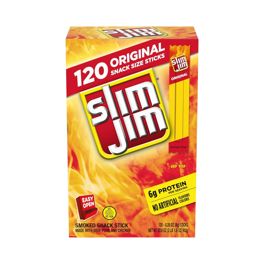 Meat Snack Stick (Slim Jim) Original 0.28 oz | 120 Count-Reval Distributor