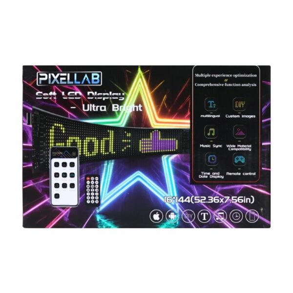 Pixel Lab LED display packaging with colorful design and text.
