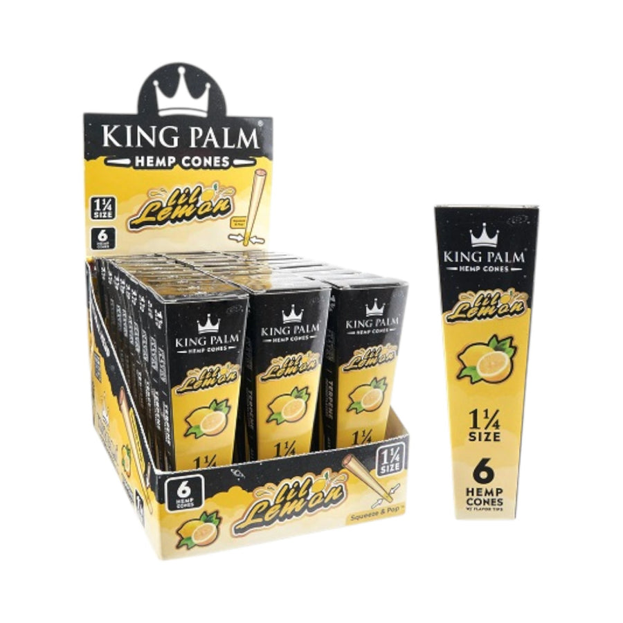 Pre-Rolled Cones (King Palm)| 30 Pack-Lil Lemon | 1 1/4 | 30 Packs of 6-10810089613551-Reval Distributor