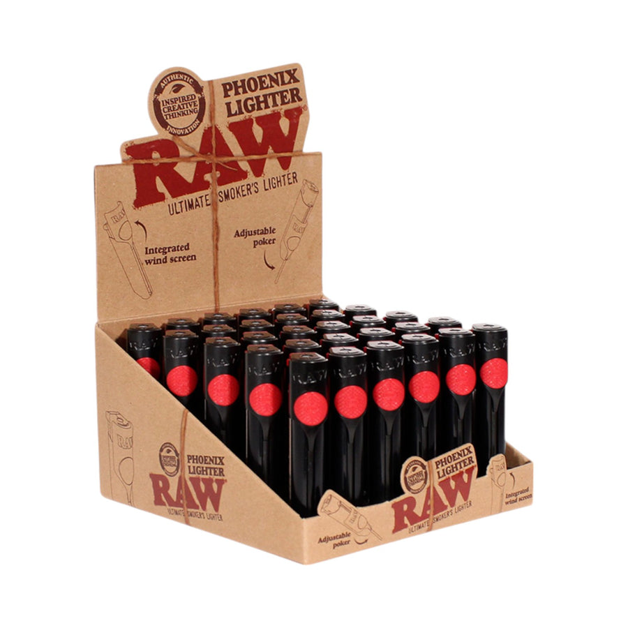 RAW Phoenix Refillable Torch Lighter 30 Pack-Black-716165256083-Reval Distributor