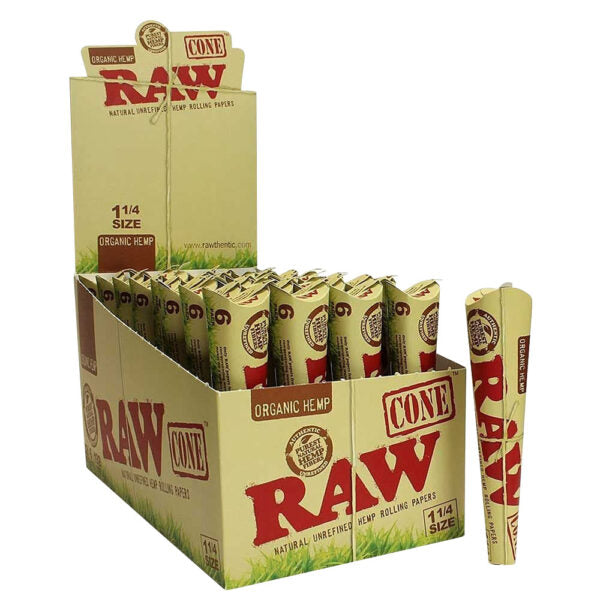 RAW Organic Hemp Cones 32ct Display (1 1/4 6PK)
