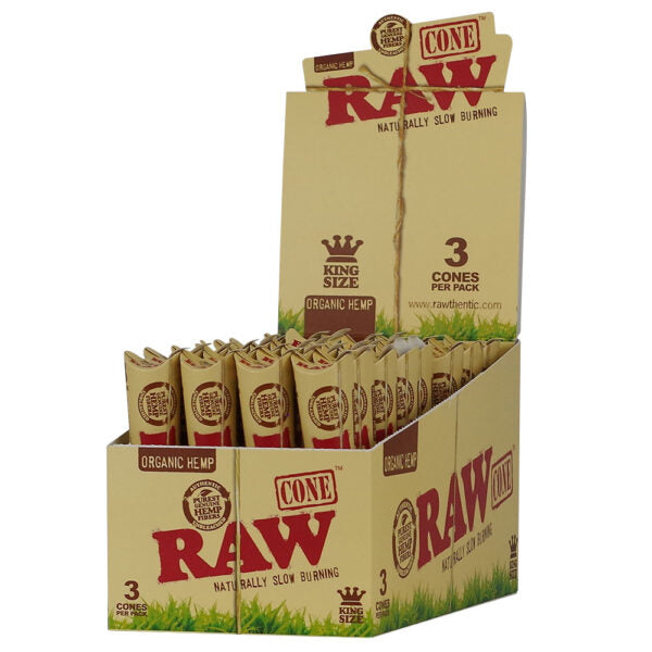 RAW Organic Hemp Cones 32ct Display (KING SIZE 3PK)