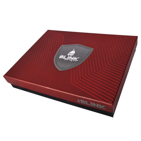 Red and black box with 'Blink' logo on a white background