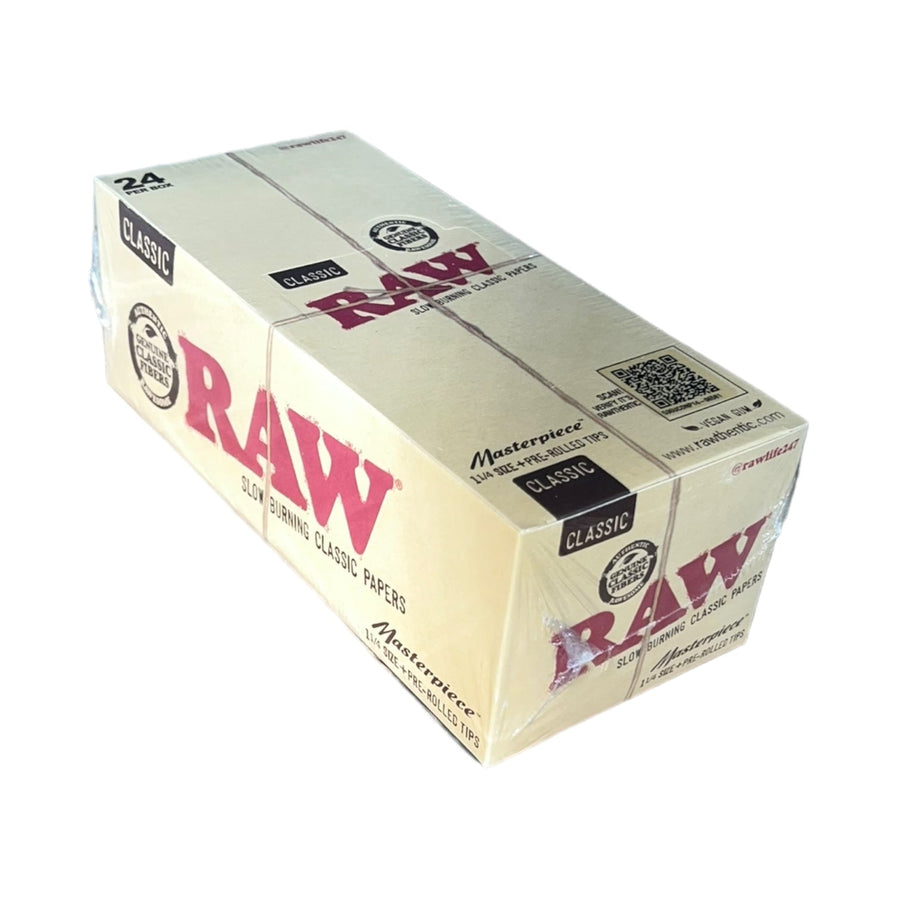 Rolling Leaves – RAW Natural-Classic 1 1/4 + Pre-Rolled Tips | 24 Pack-716165250784-Reval Distributor