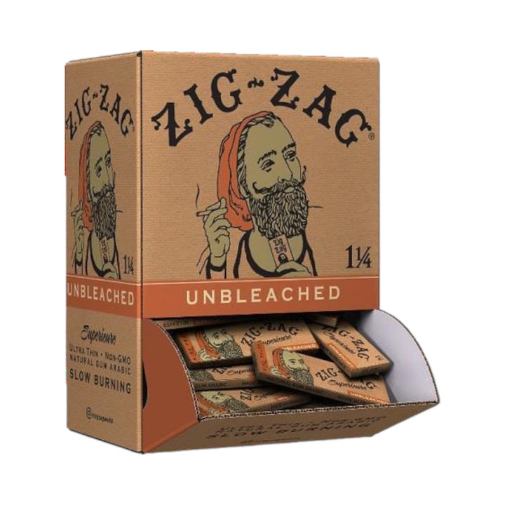 Rolling Leaves Zig-Zag | 48-Booklet Display-Unbleached 1 1/4-10008660017106-Reval Distributor