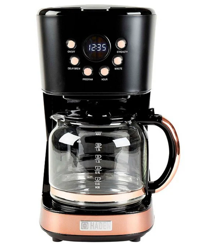 Haden 12 cup Drip Coffee Maker Black and copper color