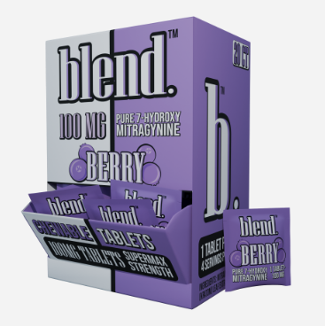 Blend Pure 7-Hydroxymitragynine Chewable Tablets 100mg 20 count Gravity Display