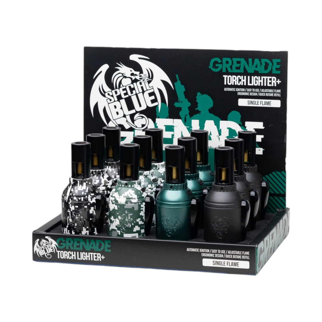 Special Blue Torch Lighters Refillable Butane-Grande Display | 12 Pack-10811490718149-Reval Distributor