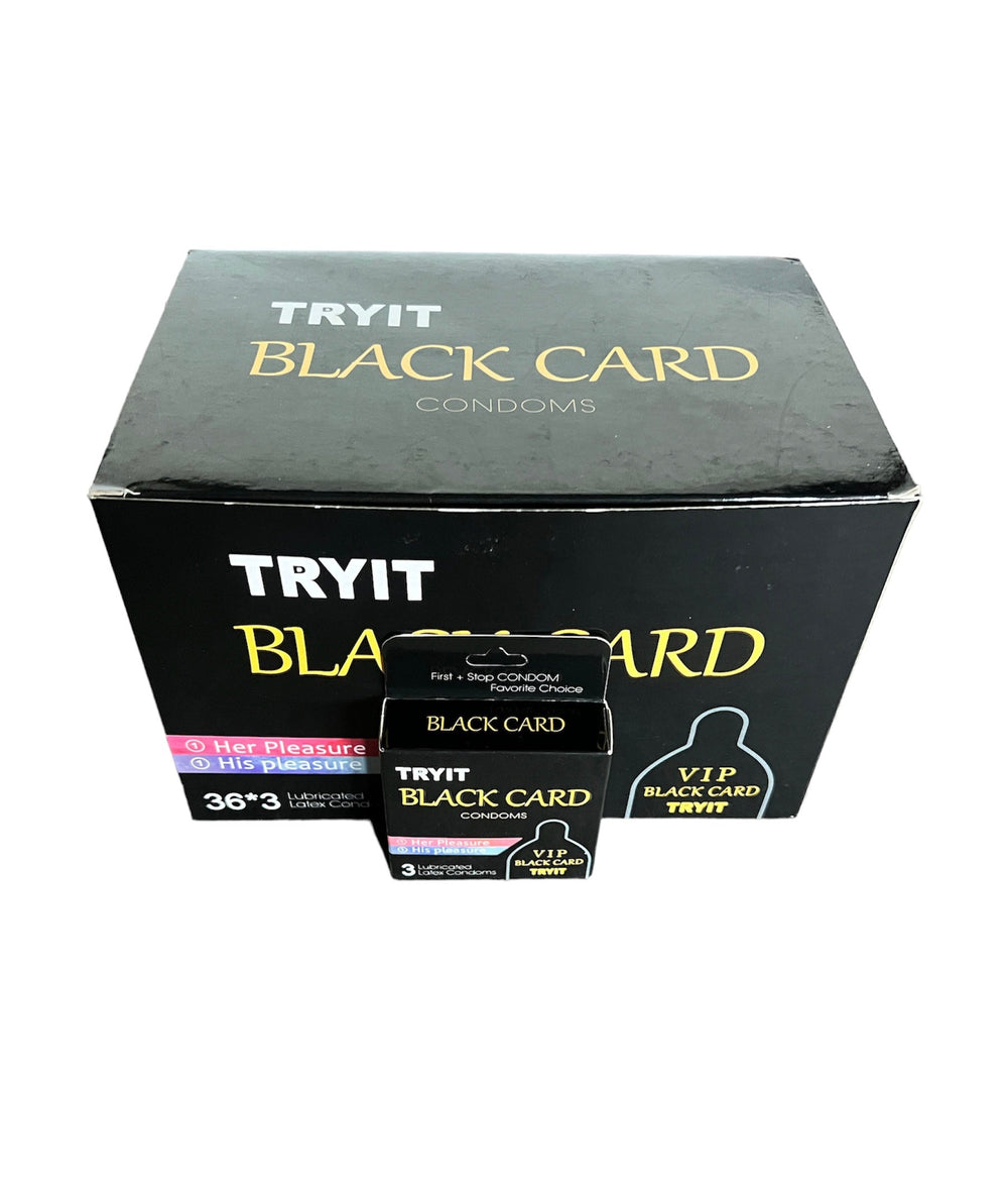 TRYIT Black Card Condoms 36 Packs of 3-Reval Distributor