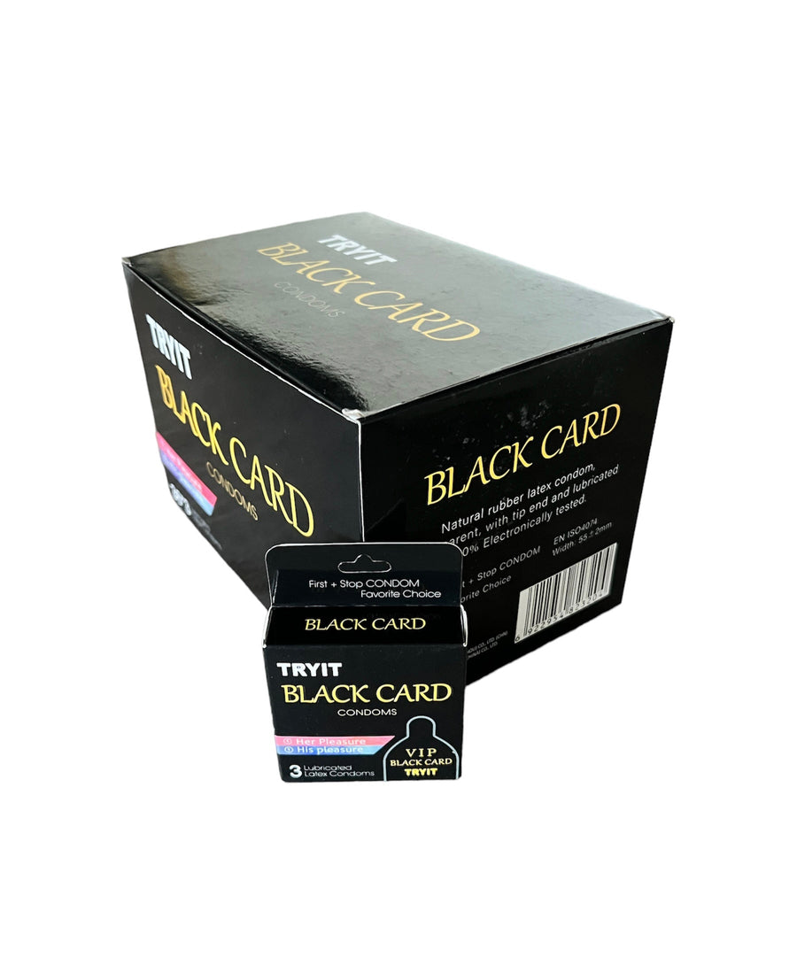 TRYIT Black Card Condoms 36 Packs of 3-Reval Distributor