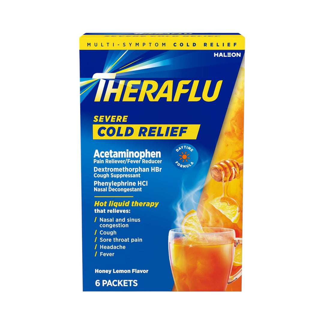 Theraflu Packets | 6-Count Box-Severe Cold Relief | Daytime | Honey Lemon-300676426068-Reval Distributor