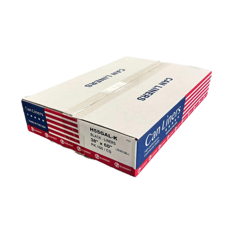 Trash Bags – Black Can Liners, Heavy-Duty-55–60 Gallon | 38" x 60" | 100 Bags per Case-Reval Distributor