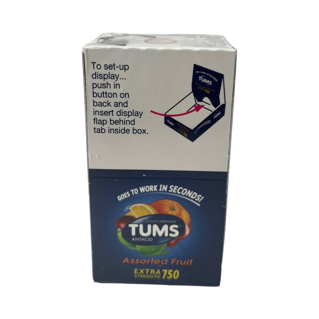 Tums Assorted Fruit - 12 Single Rolls - Extra Strength 750-Reval Distributor