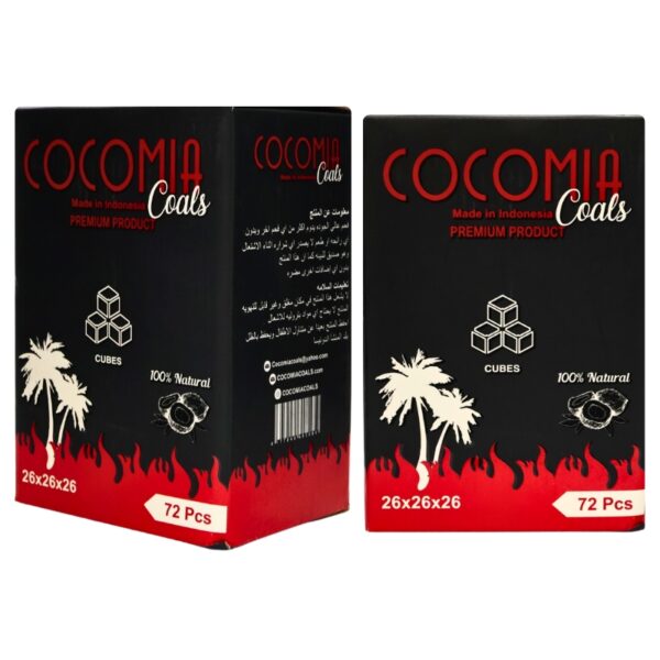 Two boxes of Cocomia Coals on a white background