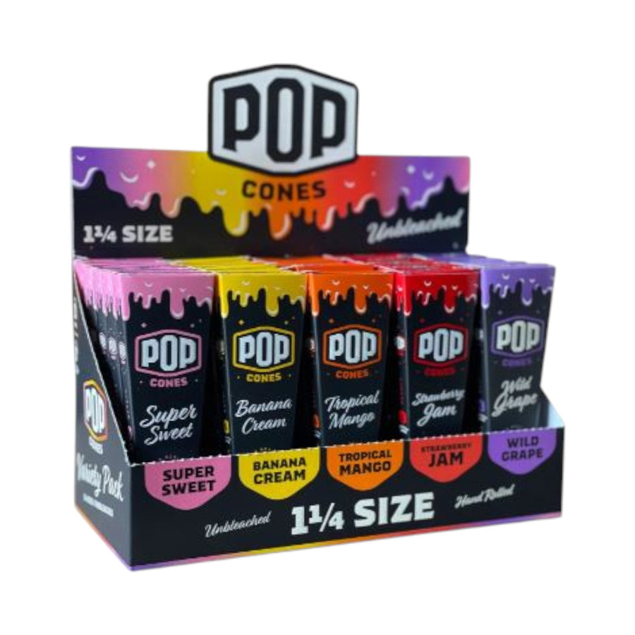 Unbleached pre-rolled cones Variety (POP Brand) – 25 Pack-1 1/4 6PK-10850042376284-Reval Distributor