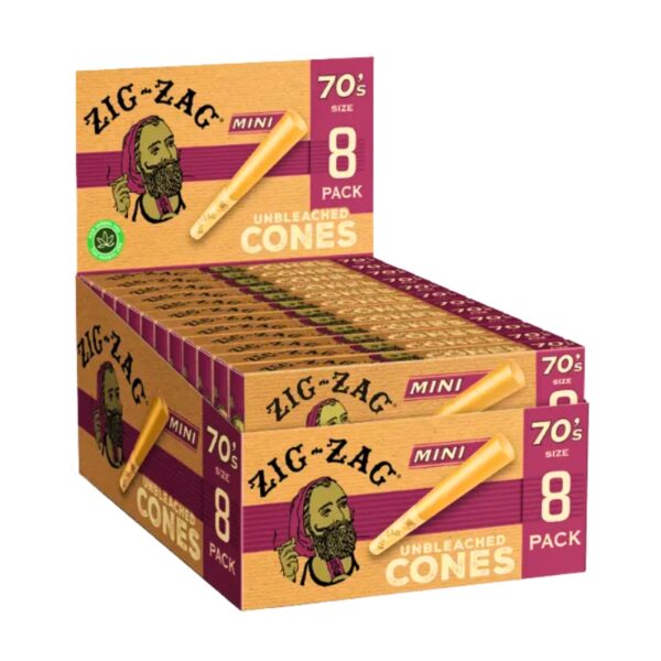 Zig Zag Cones 70s Mini 8pk 18ct Display | Unbleached