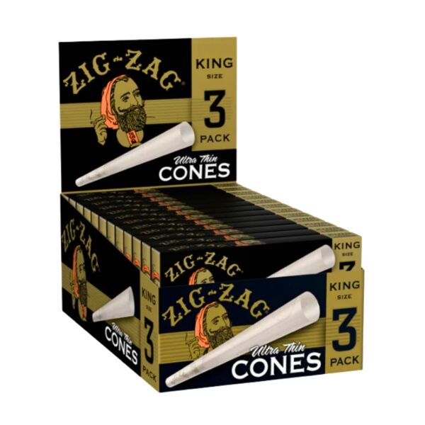 Zig Zag Cones King Size 3pk 24ct Display | Ultra Thin