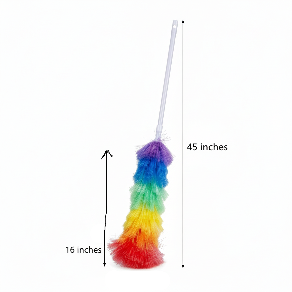 Colorful duster with measurement labels