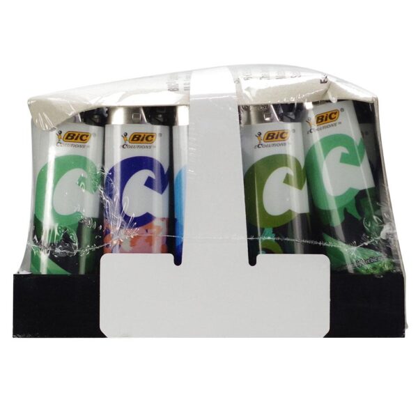display of BIC Lighter Matches in a clear plastic wrap, arranged in a black cardboard tray with a white plastic carrier strap across the top.