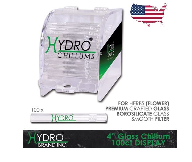 Hydro Glass Chillum One Hitter Clear 100 count dispenser