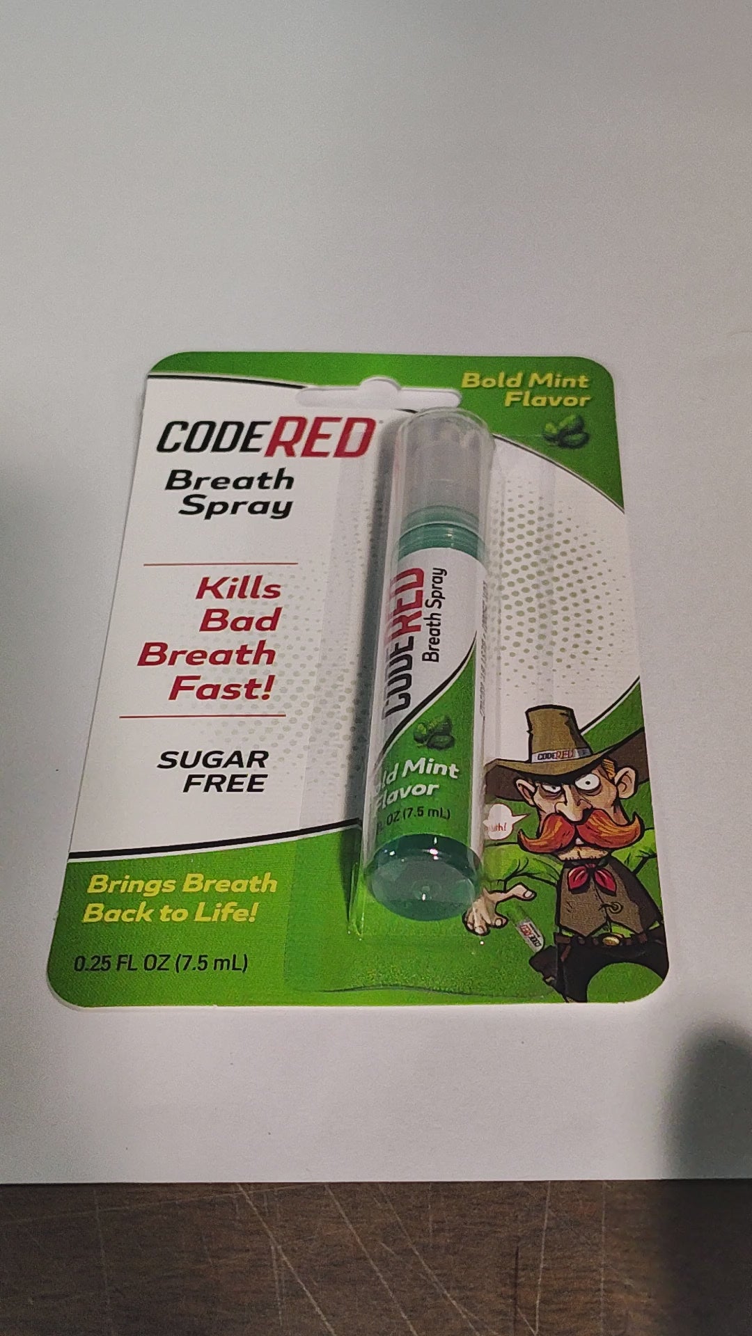 Breath Spray – Code Red Mint, 0.25 fl oz (12 Count Display)