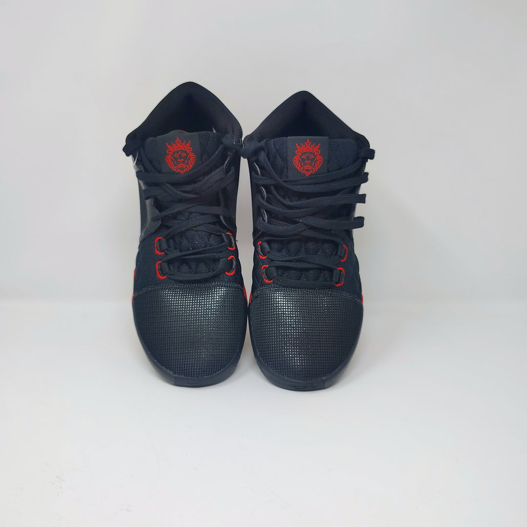 Nike LeBron Witness 8 basketball sneakers in the "Black/University Red" colorway (style code FB2239-005) size 9.5