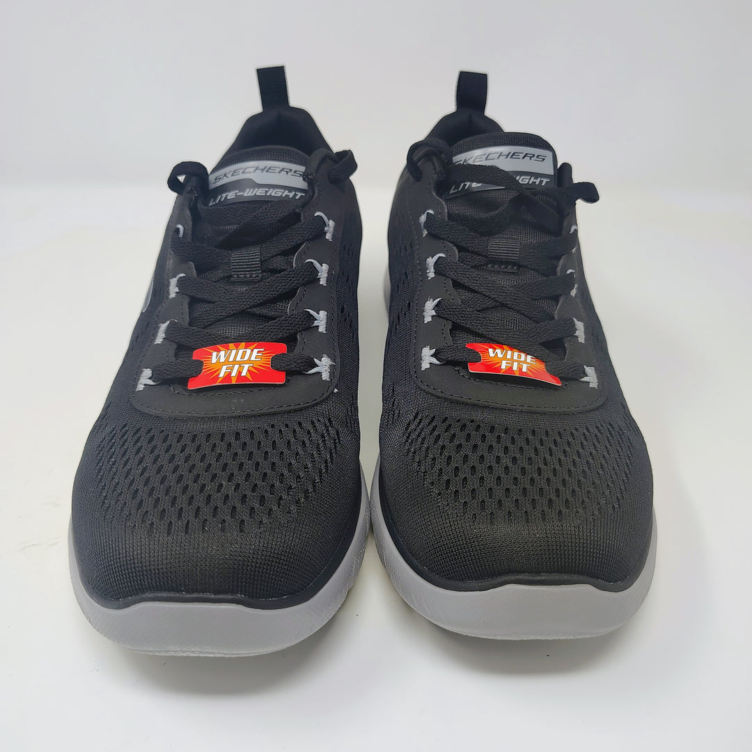 Black Skechers Lite-Weight athletic lace-up sneakers wide fit