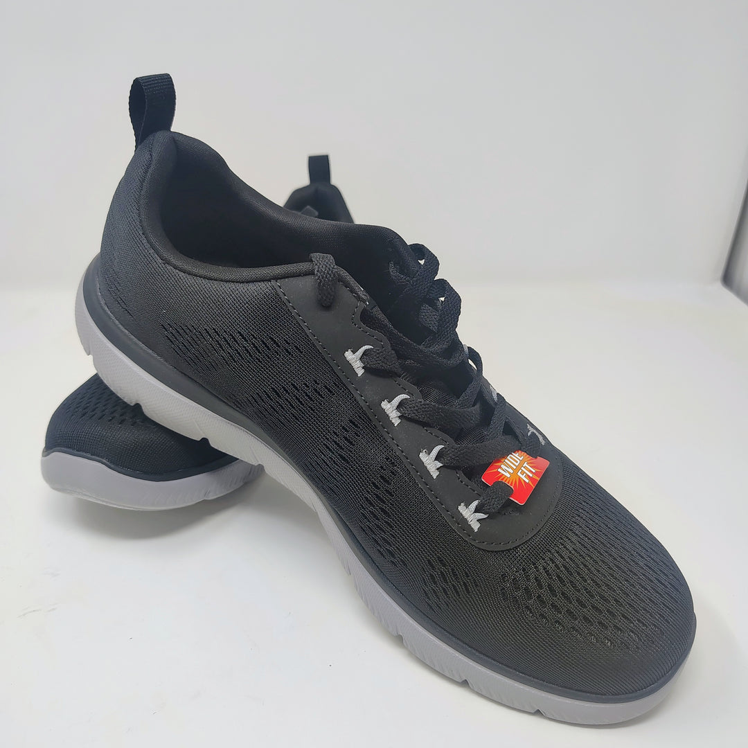 Black Skechers Lite-Weight athletic lace-up sneakers wide fit