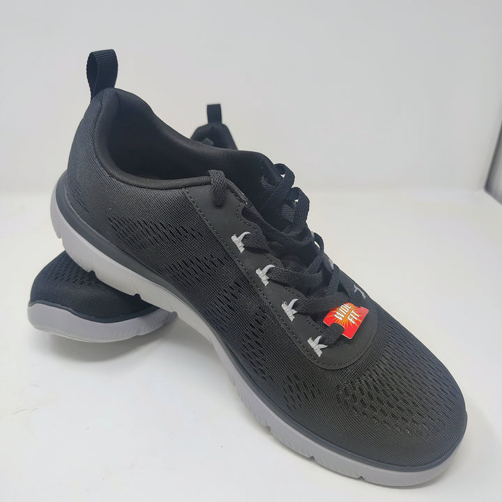 Black Skechers Lite-Weight athletic lace-up sneakers wide fit
