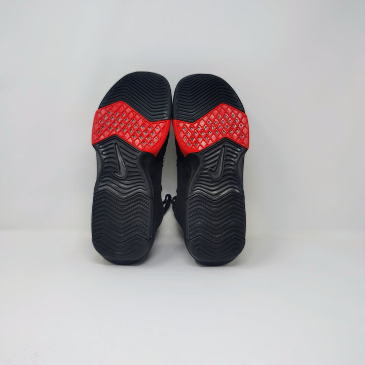 Nike LeBron Witness 8 basketball sneakers in the "Black/University Red" colorway (style code FB2239-005) size 9.5