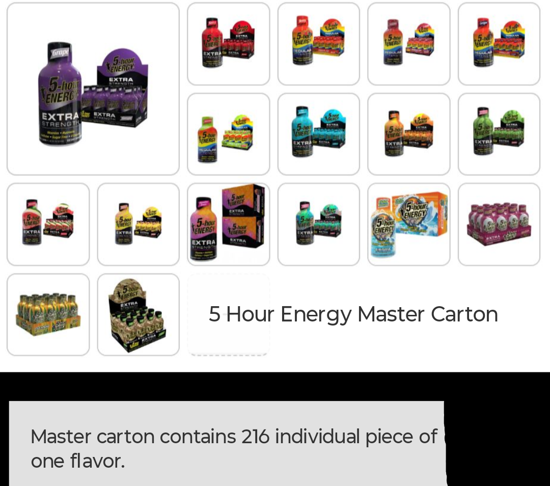 5 hour energy Master Carton 216 pieces