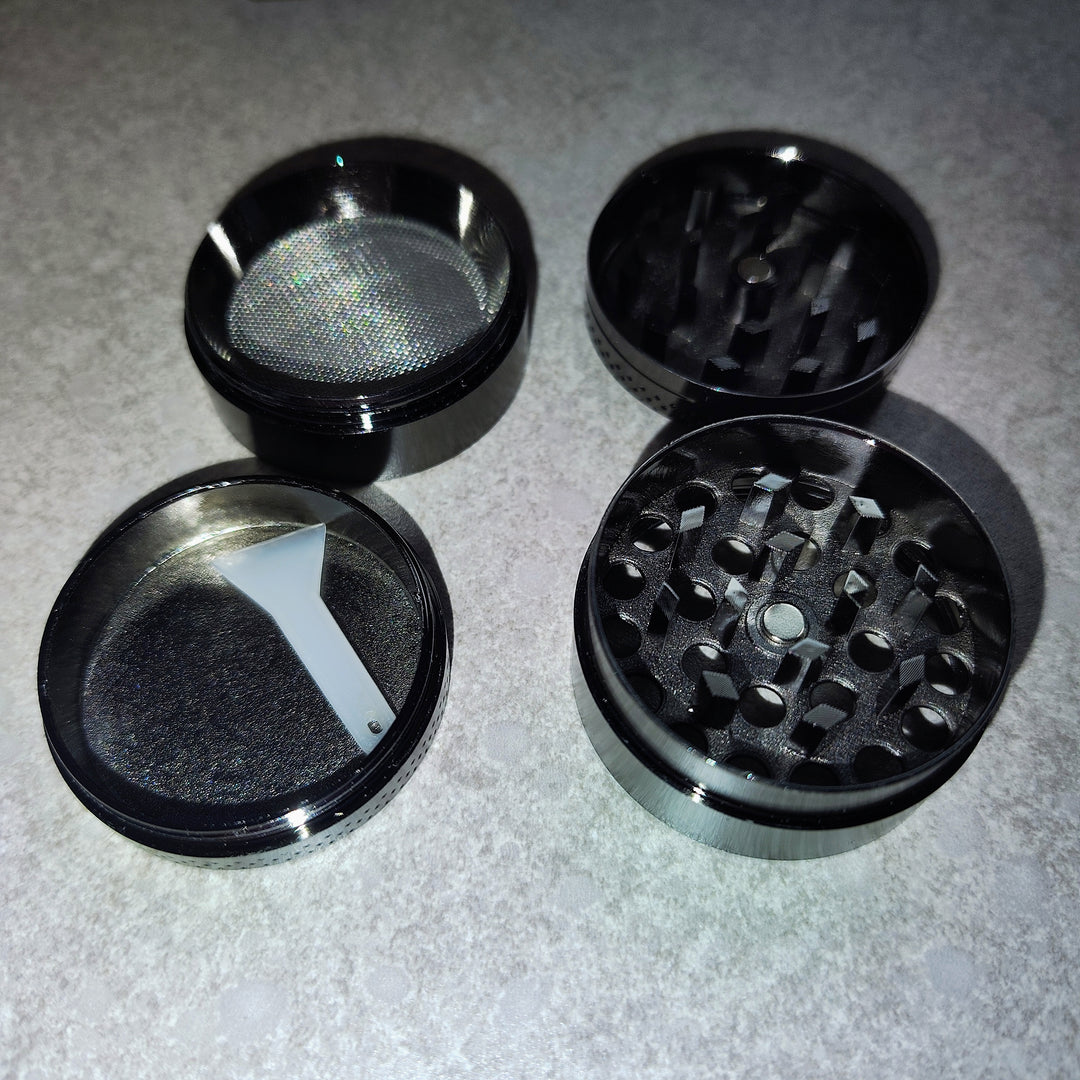 Wooden Storage box with Grinder, Glass jar, joint holder, and tags.