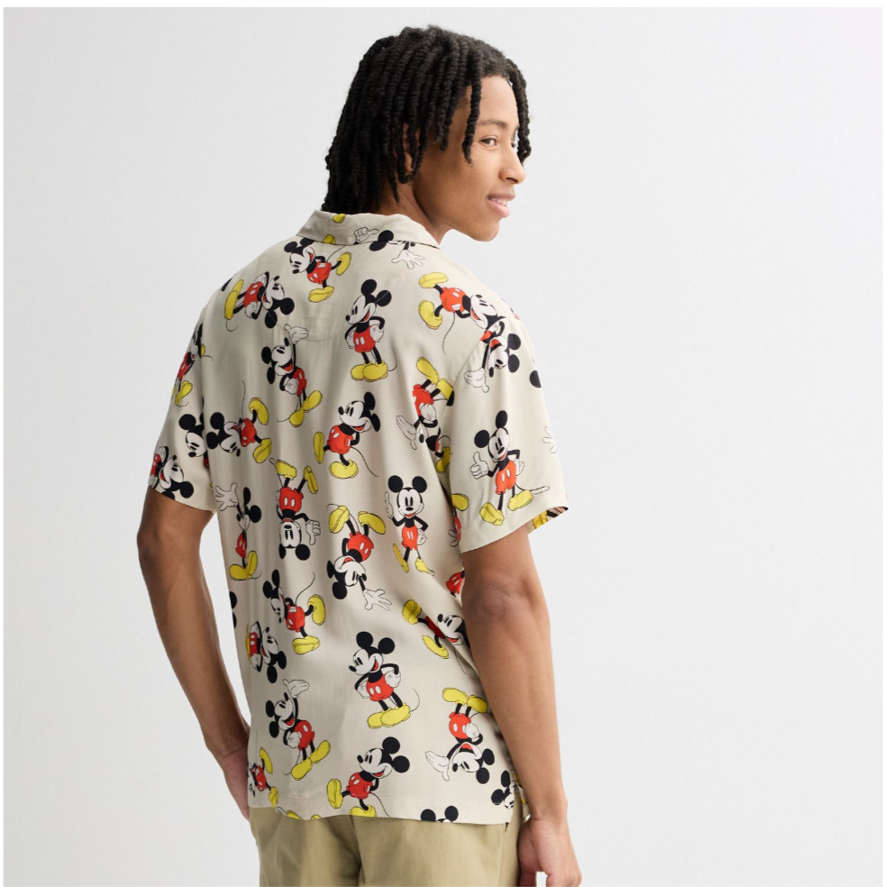 Men's Disney's Mickey Mouse Short Sleeve Button-Down Shirt XL