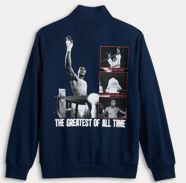 Men's Muhammad Ali Graphic Quarter-Zip Jacket Licensed Character | size large