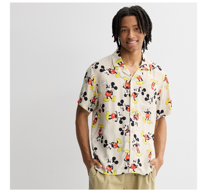 Men's Disney's Mickey Mouse Short Sleeve Button-Down Shirt XL