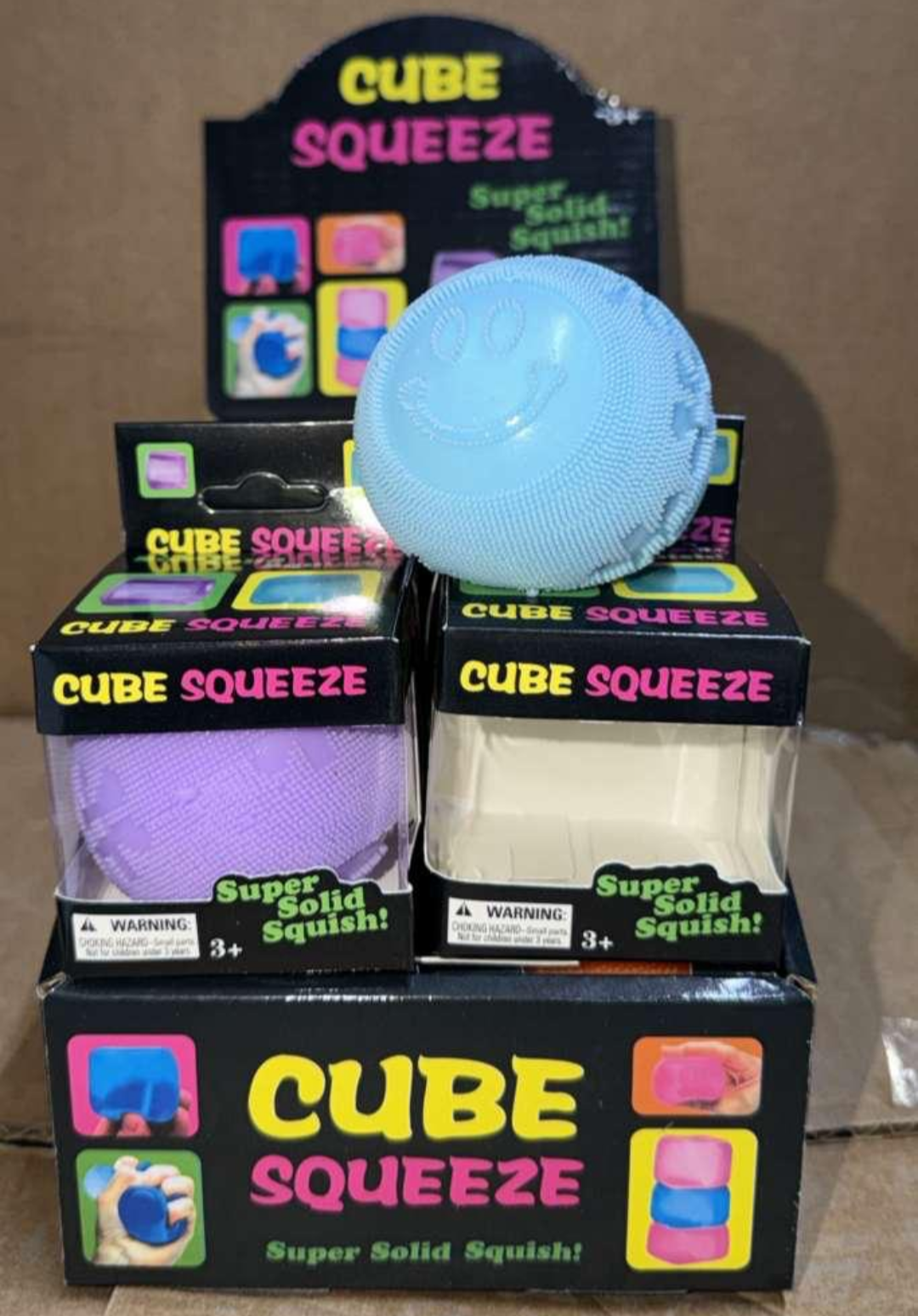 Cube Squeeze Ball Super Solid Squish | 12 Piece with Display