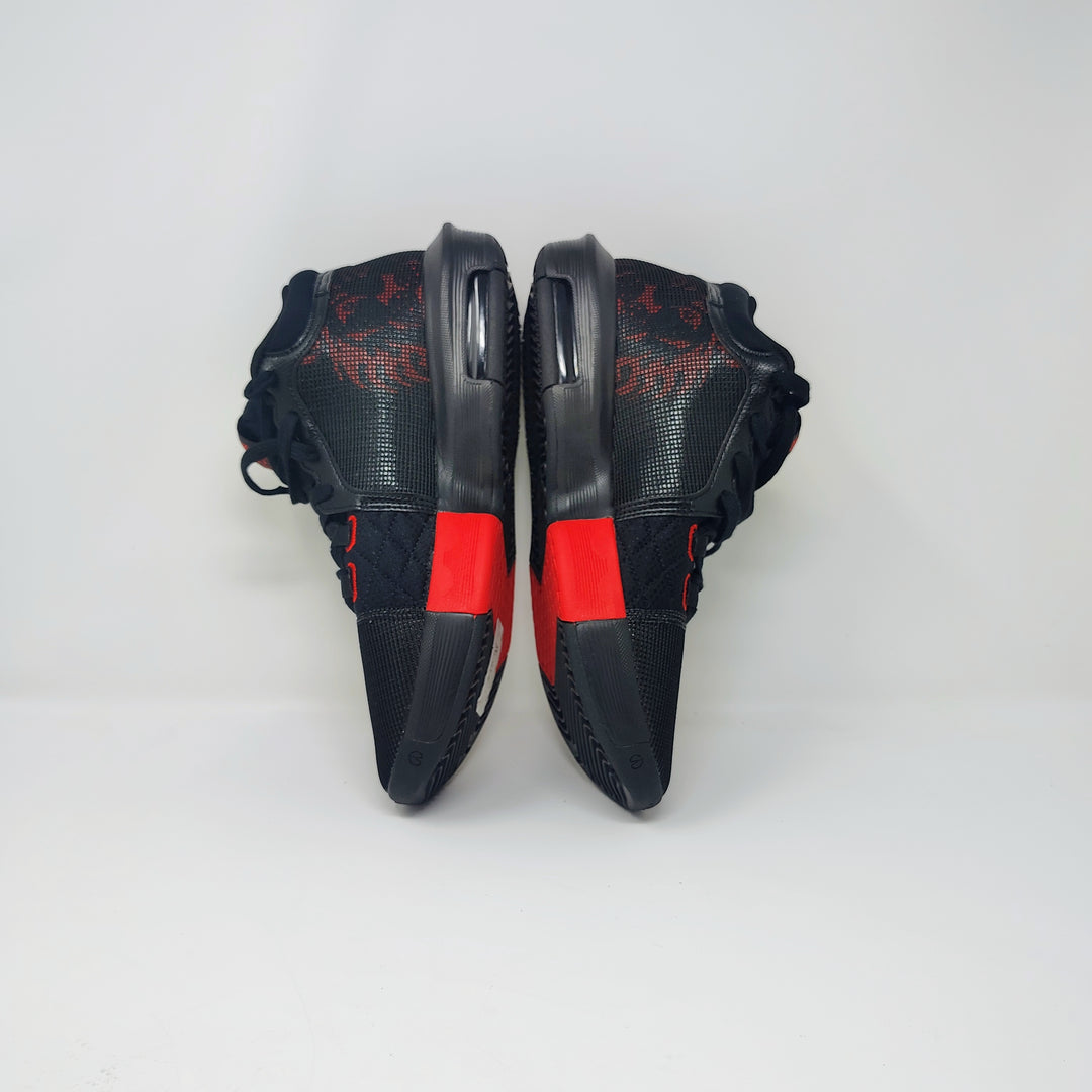 Nike LeBron Witness 8 basketball sneakers in the "Black/University Red" colorway (style code FB2239-005) size 9.5